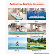 KFFKFF Inflatable Gymnastics Air Mat 10 ft Training Mat with Electric Pump, 4-inch Thick Durable Tumble Track, Versatile Mat for Home, Gym, Outdoor, Yoga, Cheerleading, Beach, Park, Mint Green