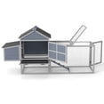 thumbnail image 3 of Chicken Coop Outdoor for Multiple  Chickens, Wooden Duck House with Run & Nesting Box, Waterproof Hutch with Pull-Clean Tray, Ramp, and Resting Area, Gray, 3 of 10