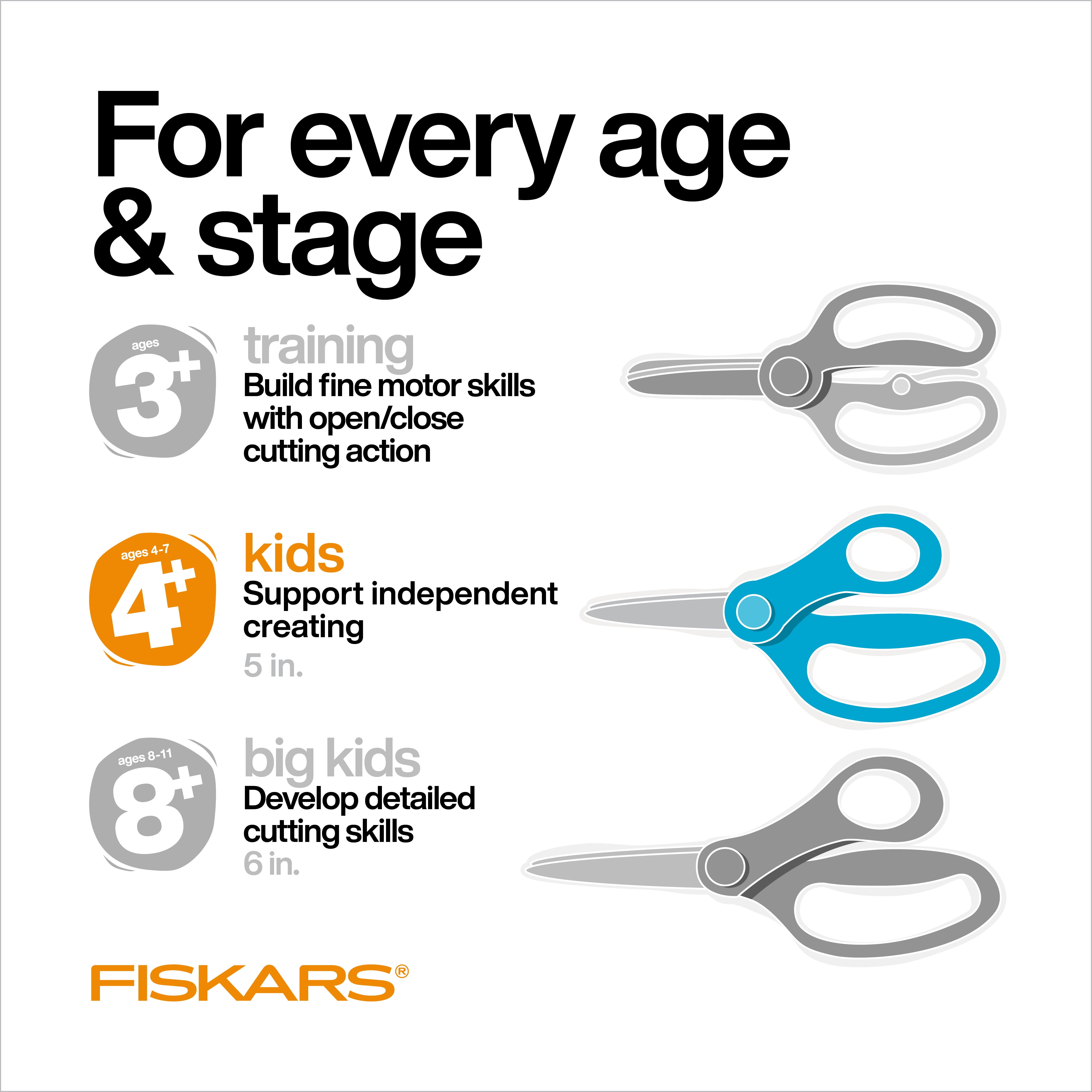 Fiskars Kids Scissors, 5, Blunt, School Supplies for Kids 4+, Blue 