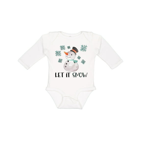 Inktastic Let It Snow Cute Snowman in Hat and Scarf Boys or Girls Long Sleeve Baby Bodysuit