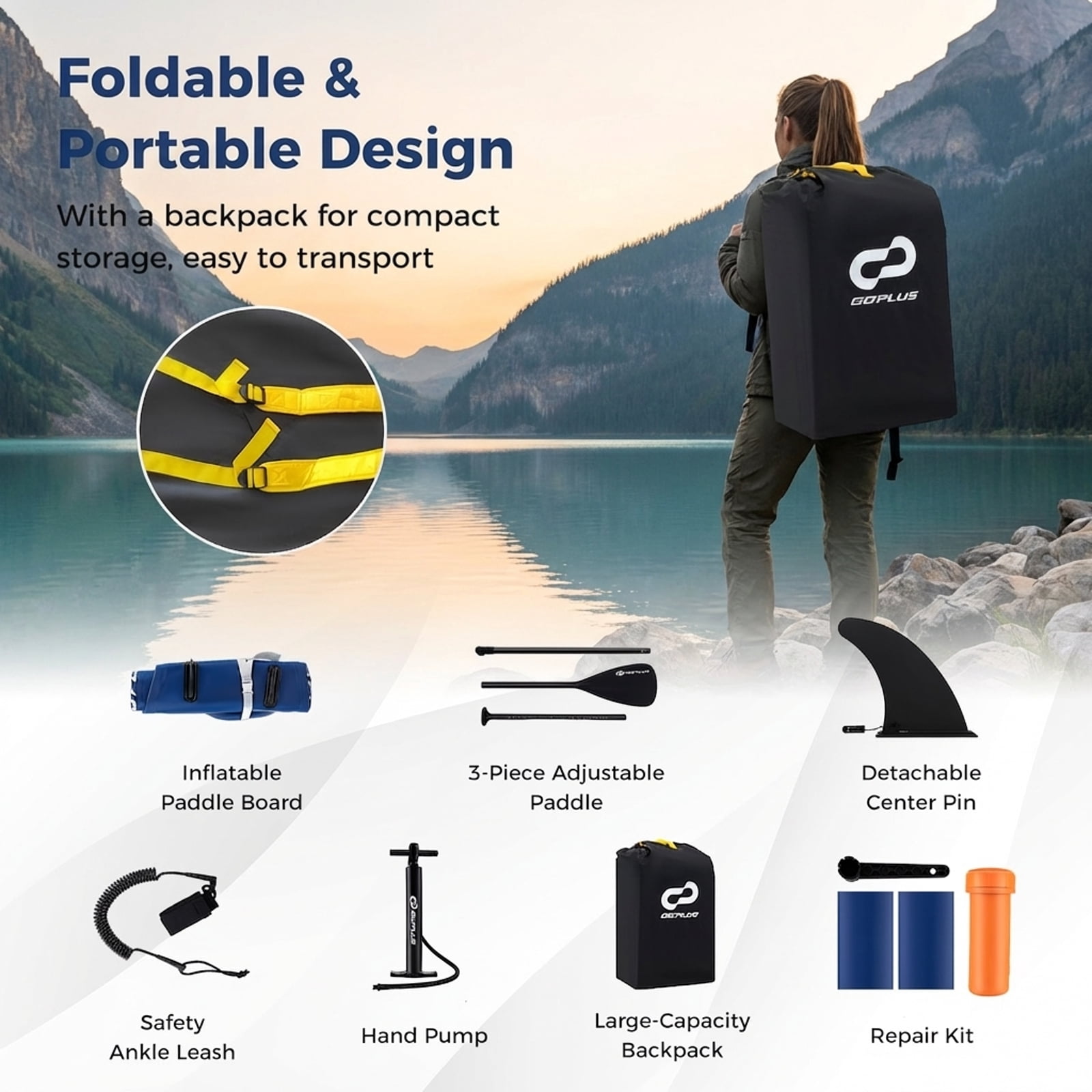 Airfind Inflatable Paddle Board with Fin and Backpack-A