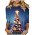 thumbnail image 2 of Gamivast Womens Plus Christmas Tops Plus Size 3/4 Sleeve Xmas Trees Printed Blouse Winter Fall Crew Neck Holiday Tunic Tees Casual Loose Party T-Shirts Fashion Outfits 2025, 2 of 6