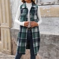 thumbnail image 2 of TFEOQRY Fashion Women's Plaid Outwear Vest Button Turndown Collar Outwear Sleeveless Hoodless Casual Jacket Green, 2 of 7