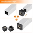 thumbnail image 4 of Unique Bargains 6Pack Inserts for Square Tubes with M6 Thread, for 0.63'x0.63' OD Square Tube, Black Plastic Plug Caster Insert Chair, 4 of 6
