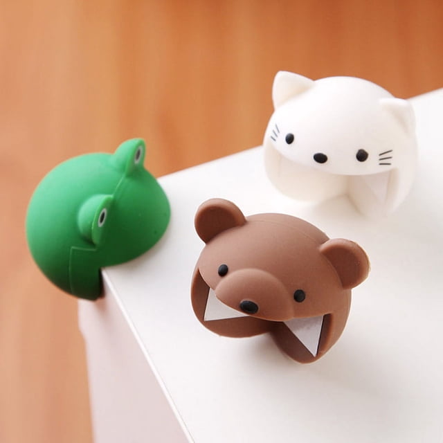 Protector de seguridad para las esquinas de las mesas para bebés, 6 piezas, forma de animal de silicona, ángulo anticolisión de dibujos animados esférico grueso para niños