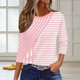 thumbnail image 4 of cocolona Womens Casual Striped Tops Crew Neck 3/4 Sleeve Pullover Shirts Outfits Basic Tees, 4 of 7