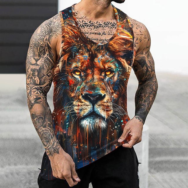 Débardeurs pour Hommes, Débardeur pour Hommes, Gilets Imprimés Décontractés Sans Manches Col Rond T-Shirt Débardeurs