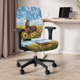 thumbnail image 3 of ZUXONGSY Sunflower Horse Office Chair Cover 2 Pieces Polyester Rolling Chair Cover Skin Friendly High Back Computer Chair Cover Suitable for Most Decorating Styles Decorating Old Chairs, 3 of 7