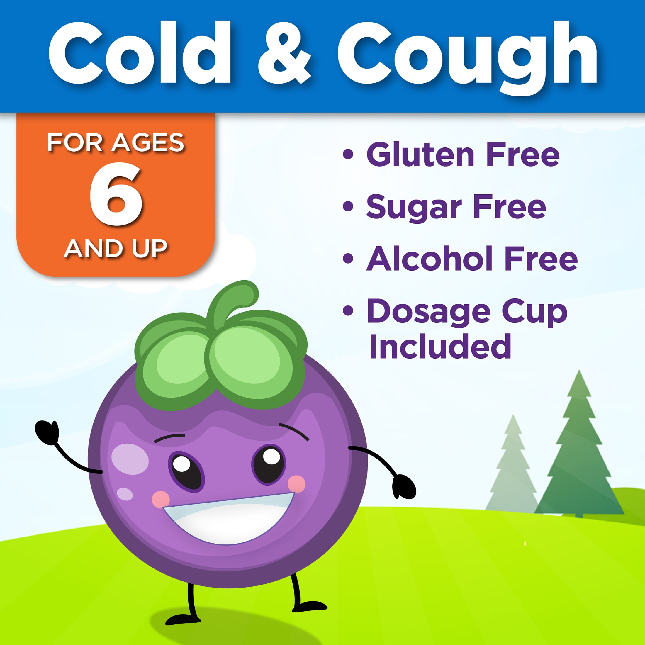 Equate Children's Cold and Cough Liquid, Grape Flavor, Ages 6 Years and Older, 8 oz, Compare to Children's Dimetapp® Cold & Cough Active Ingredients