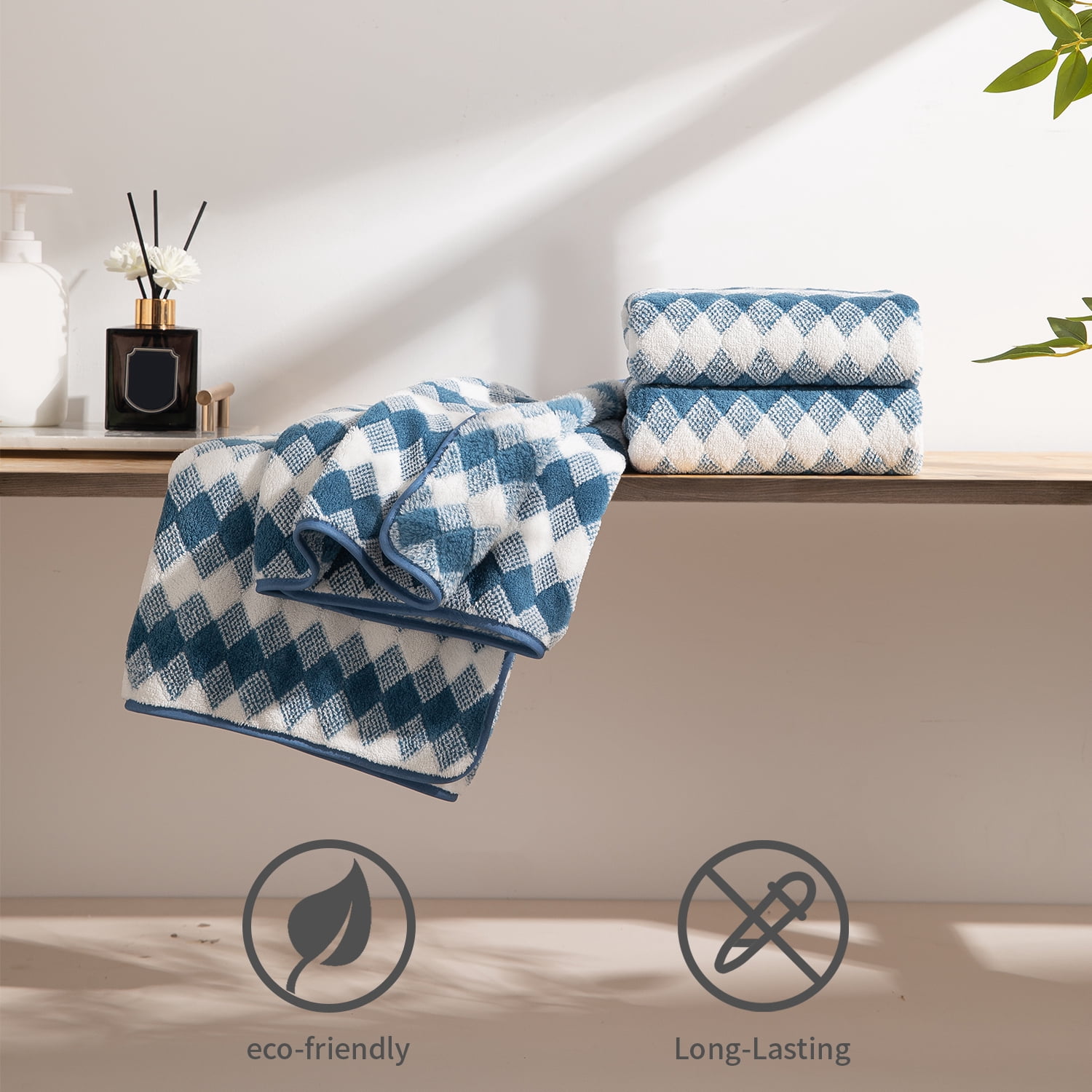 Beartech 12 Piece Hand Towel Set, Ultra Soft and Highly Absorbent Microfiber Towels 600GSM Quick Dry 16"x32" Hand Towels For Bathroom,kitchen-Blueberry