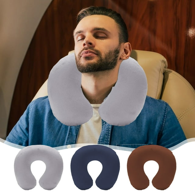 Fiudx Almohada Cervical Inflable, Soporte Ergonómico En Forma de C, Material de Pvc, Protección Envolvente de 360°, Cómodo Accesorio de Viaje, Cojín Versátil para La Siesta, Tamaño Portátil: 29 X 27