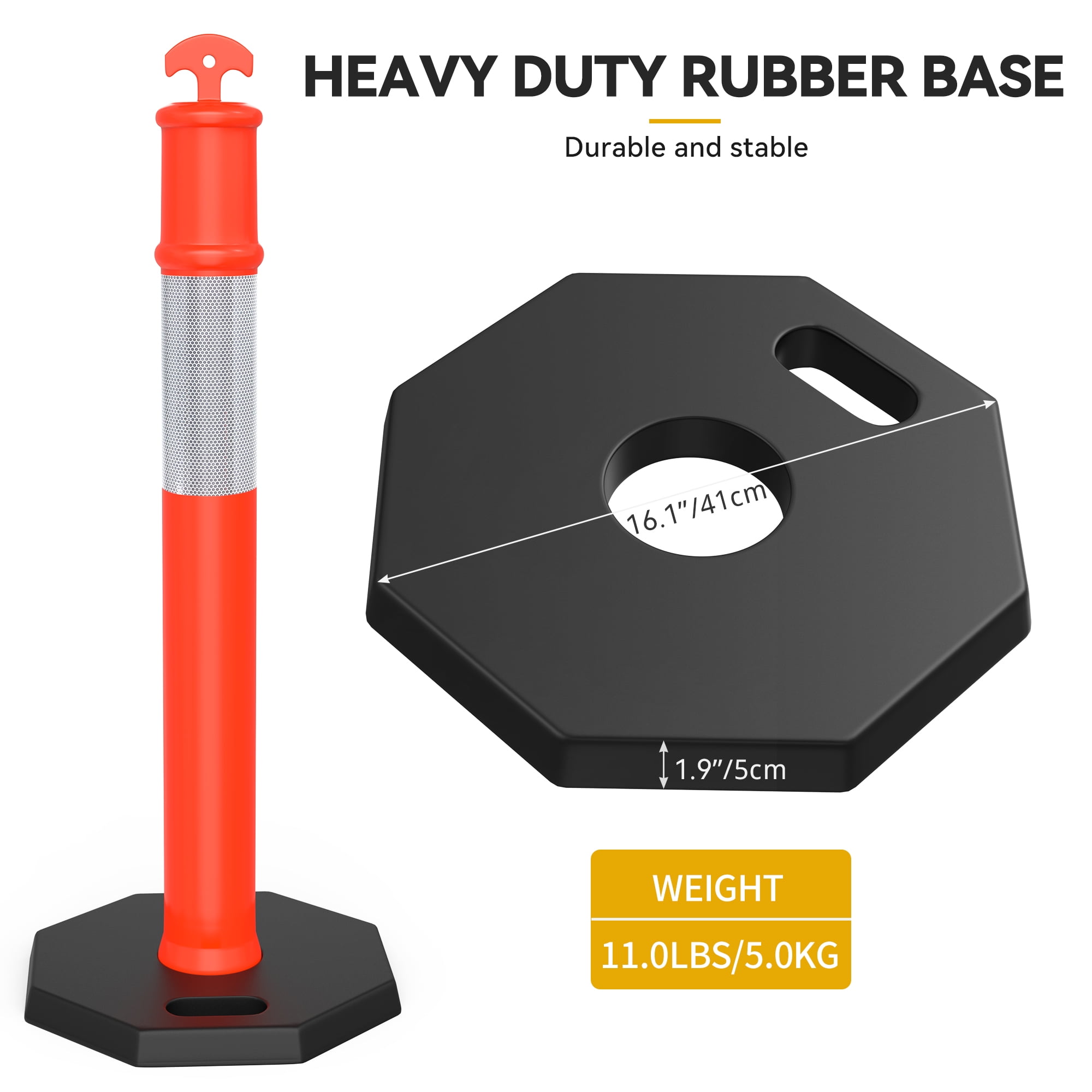 Dextrus Delineator Post with Base, 9 Pack Traffic Delineator Posts