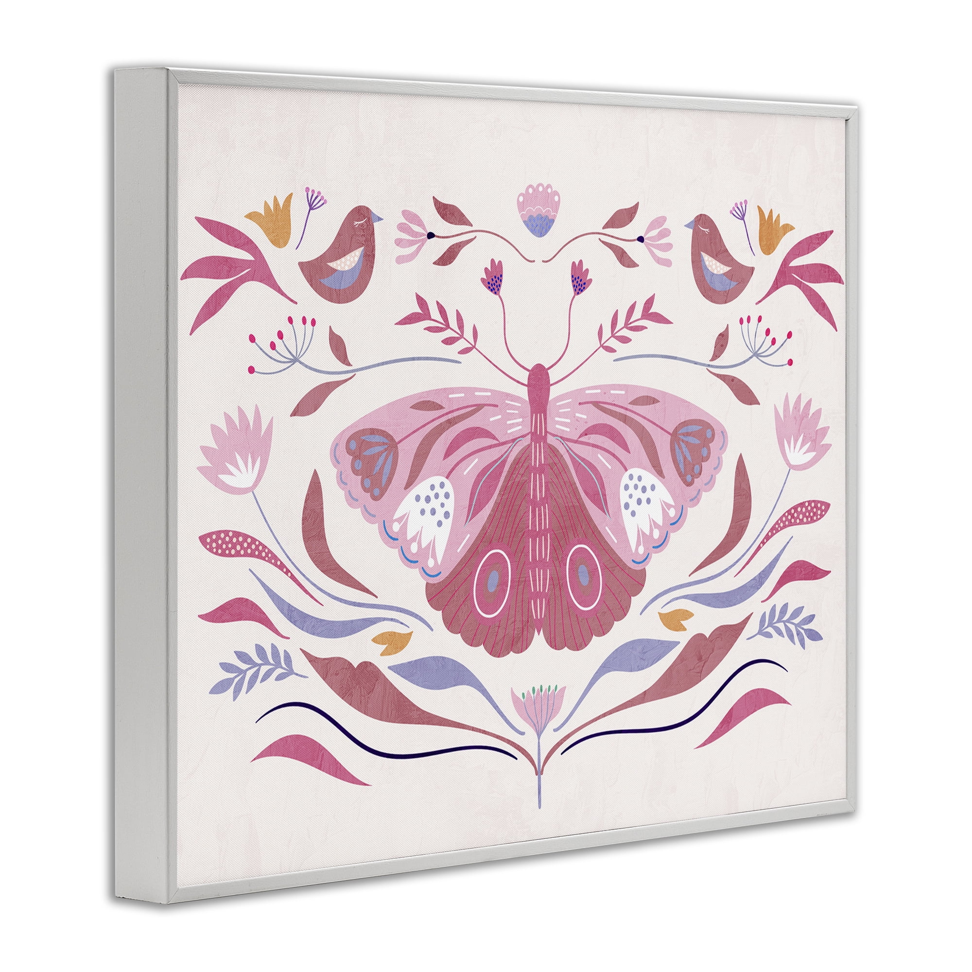 Stupell Industries Pink Boho Butterfly White Framed Giclee Art, design by Kim Allen