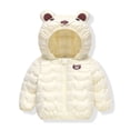 thumbnail image 2 of KYAIGUO Toddler Baby Girls Boys Cartoon Down Jacket Raincoat with Hoodie Infant Waterproof Lightweight Puffer Coat Soft Warm Padded Windbreak Bear Ears Outwears for 9M-6Y, 2 of 9