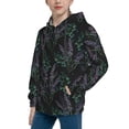 thumbnail image 2 of Fotbe Lavender Flowers Pattern Youth Pullover Hooded Sweatshirt, Boys Hoodie, Kangaroo Pocket Hoodie for Kids Girls -Small, 2 of 6