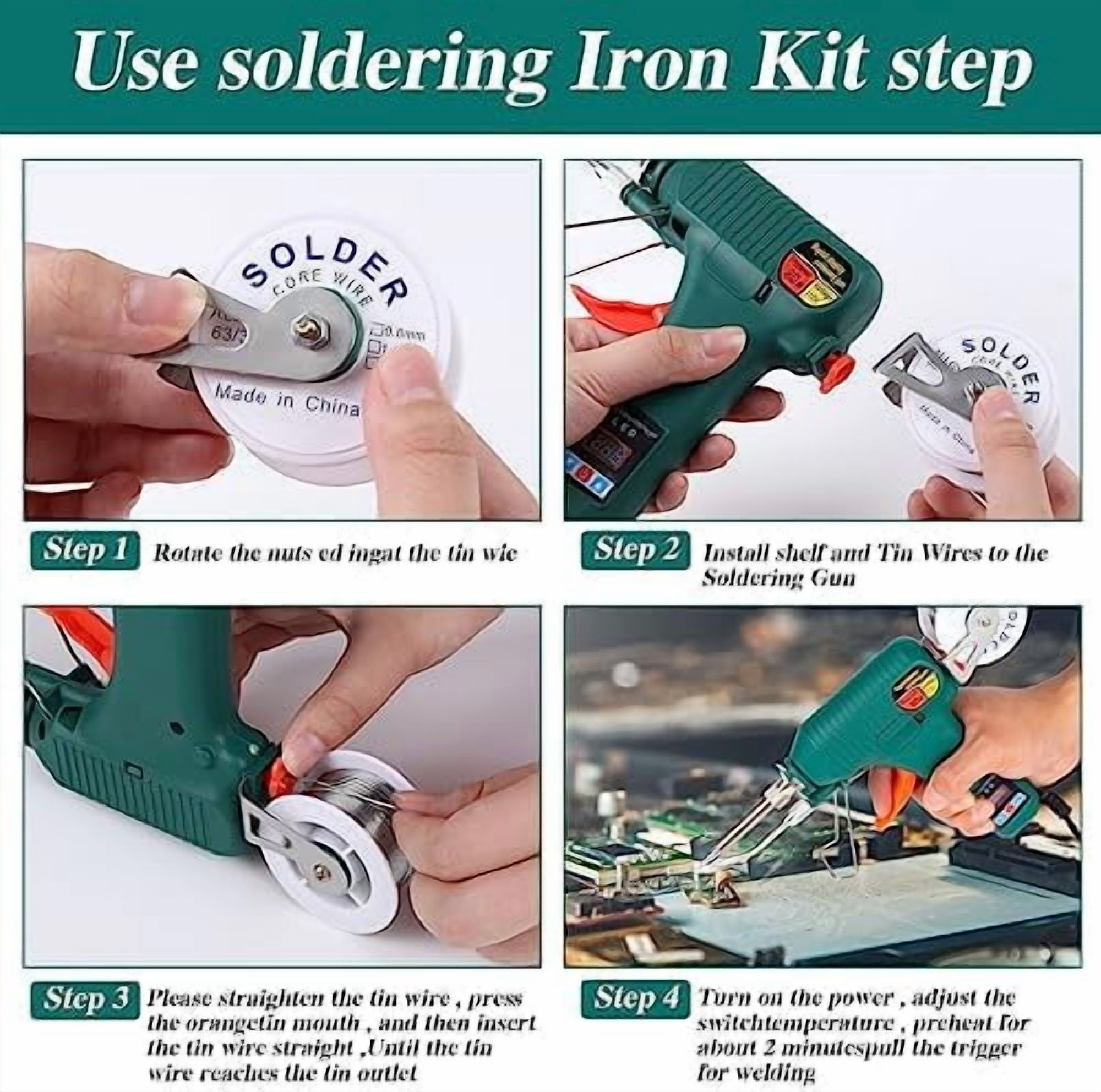 Soldering Gun Kit - Soldering Iron Kit with Adjustable Temp 180-520°C,ON/OFF ,80W LED Digital Internal Heat Soldering Gun,Auto Send Tin Soldering Kit for Electronics Welding Repair DIY$$