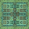 thumbnail image 1 of Ahgly Company Machine Washable Indoor Square Abstract Turquoise Blue Modern Area Rugs, 4' Square, 1 of 4