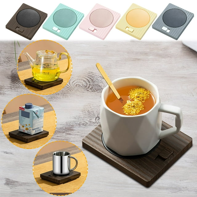 Fiudx Calentador de Tazas de Temperatura Constante, Calentamiento Rápido, Temperatura Ajustable, Placa Metálica de Calentamiento Uniforme, Diseño Portátil, Práctico para Oficina, Tamaño Compacto (130