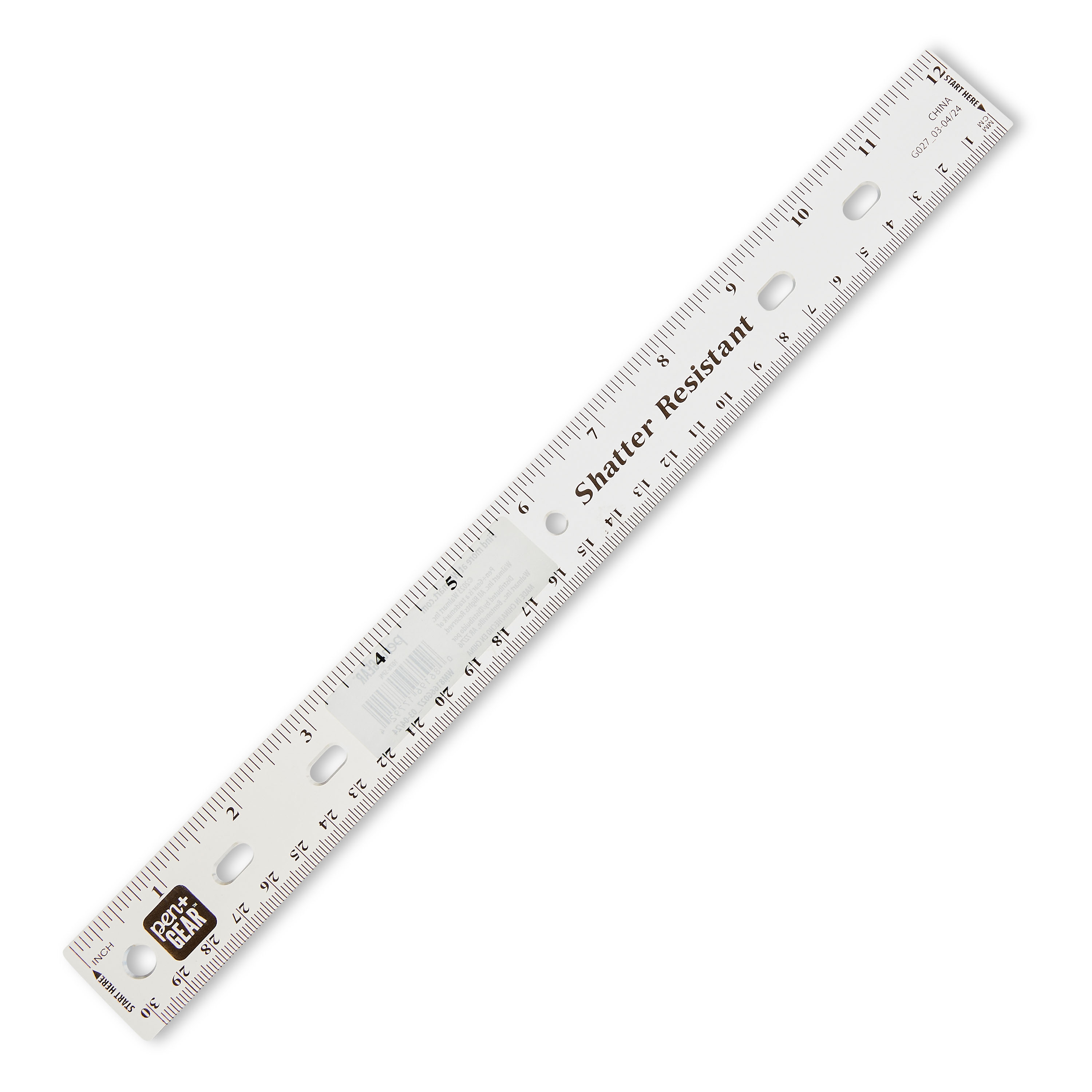 Pen+Gear 12" Plastic Ruler – Clear, Bulk pack Available , recommend for Middle School, High School, College,