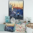 thumbnail image 3 of Blue Tram At Sunset With Church During Sunset Cityscape 16 in x 32 in Framed Painting Canvas Art Print, by Designart, 3 of 4
