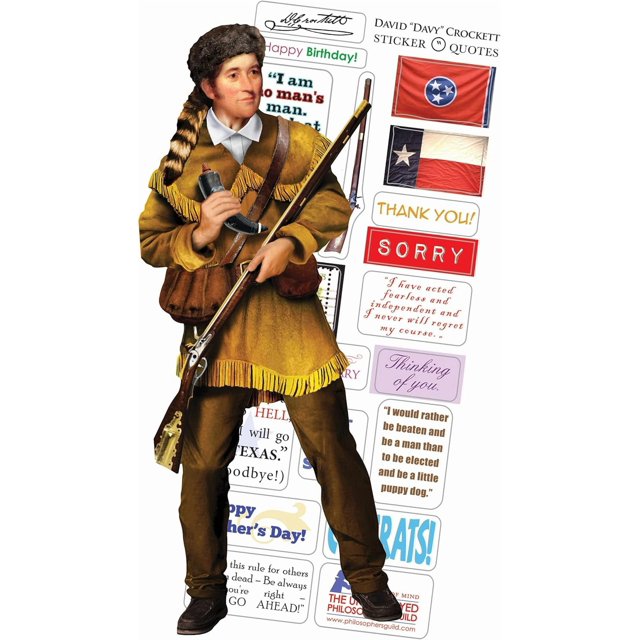 The Unemployed Philosophers Guild Davy Crockett Quotable Notable - Greeting Card and Sticker Sheet - Envelope Included