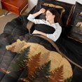 thumbnail image 4 of Homewish Brown Bear Print Bedding Comforter Set 7 Pieces, Rustic Farmhouse Full Bedding Set, Teens Kids Adult Men Reversible Fitted Sheet Flat Sheet, Microfiber Bedroom Decor, 4 of 7
