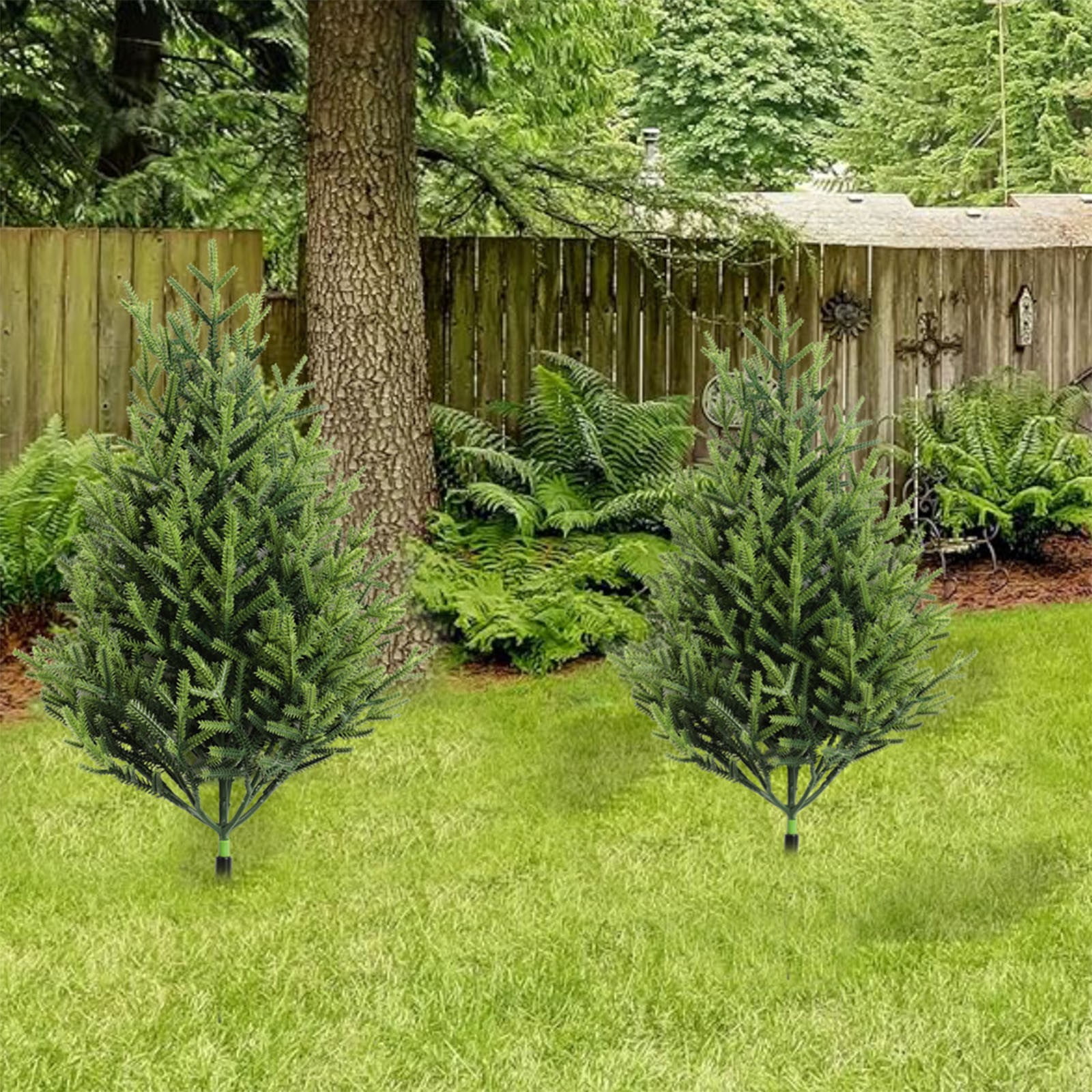 YiJuHui 4pcs Artificial Cedar Topiary Ball Tree with Ground Spike, UV Resistant Artificial Bushes for Outdoors Faux Shrubs, Weatherproof Fake Round Cypress Ball Bushes Plant for Front Porch