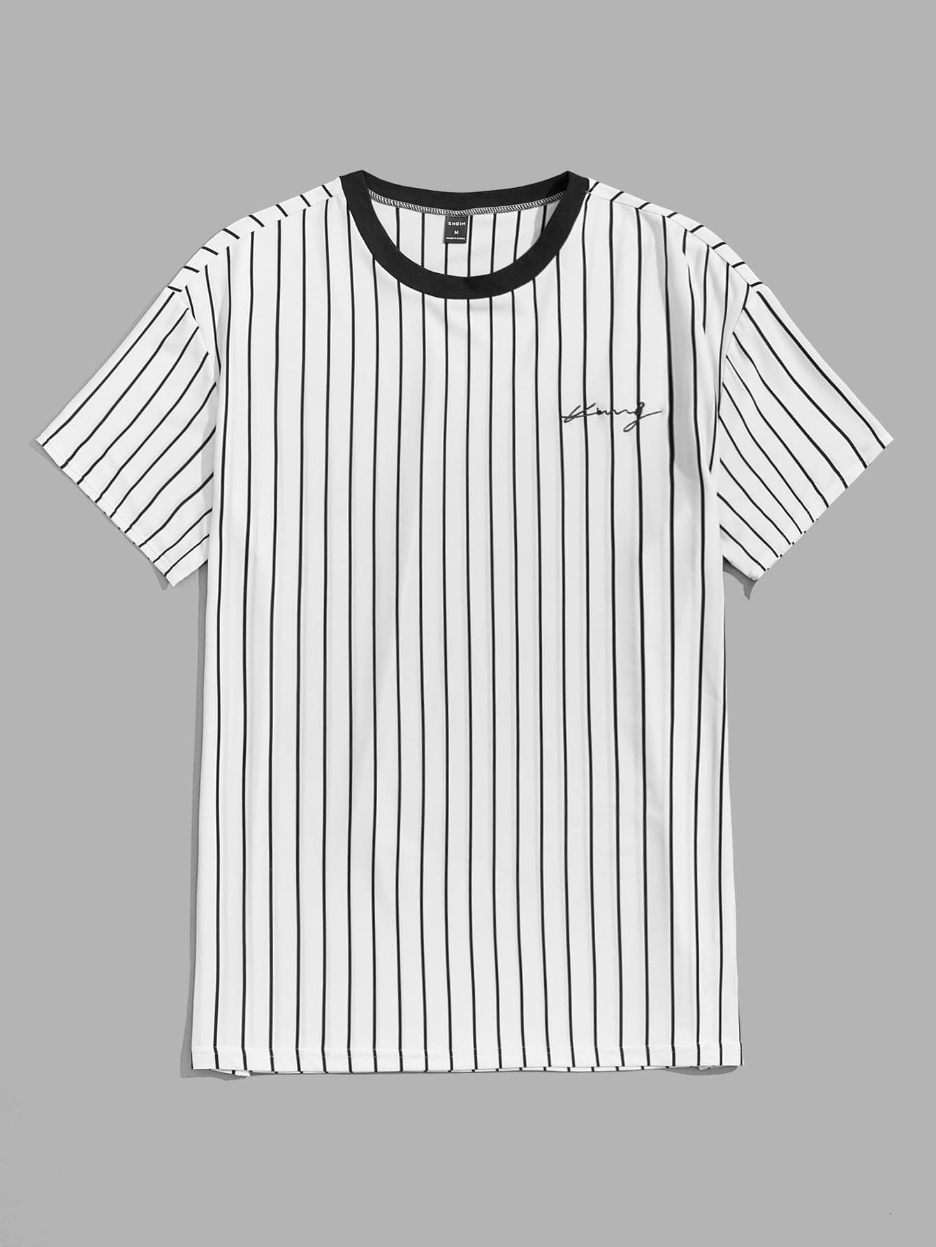 Men Striped Letter Graphic Tee 