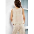 thumbnail image 3 of Women Summer Boho Tie Front Tops Lace Beach Button Down Tank Sleeveless Mesh Chiffon Crop Tops Y2k 2025 White L, 3 of 5
