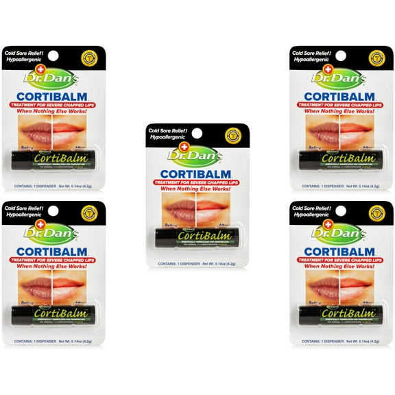 Dr. Dans CortiBalm lip balm, for chapped lips - 0.14 oz- 5 Pack