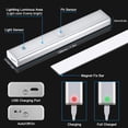 thumbnail image 2 of Paquete de 2 10 luces LED, inalámbricas, recargables por USB, magnéticas, sensor de movimiento, 2 modos de iluminación, luz de armario, - blanco frío, 2 of 5