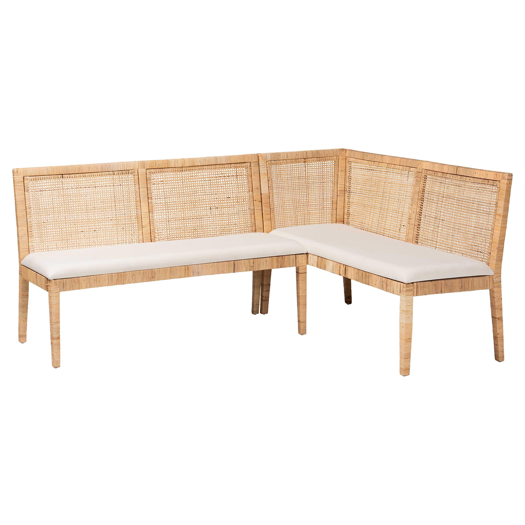 bali & pari Kalimantan Boho Dining Banquette Set, 2-Piece Set, Light Honey