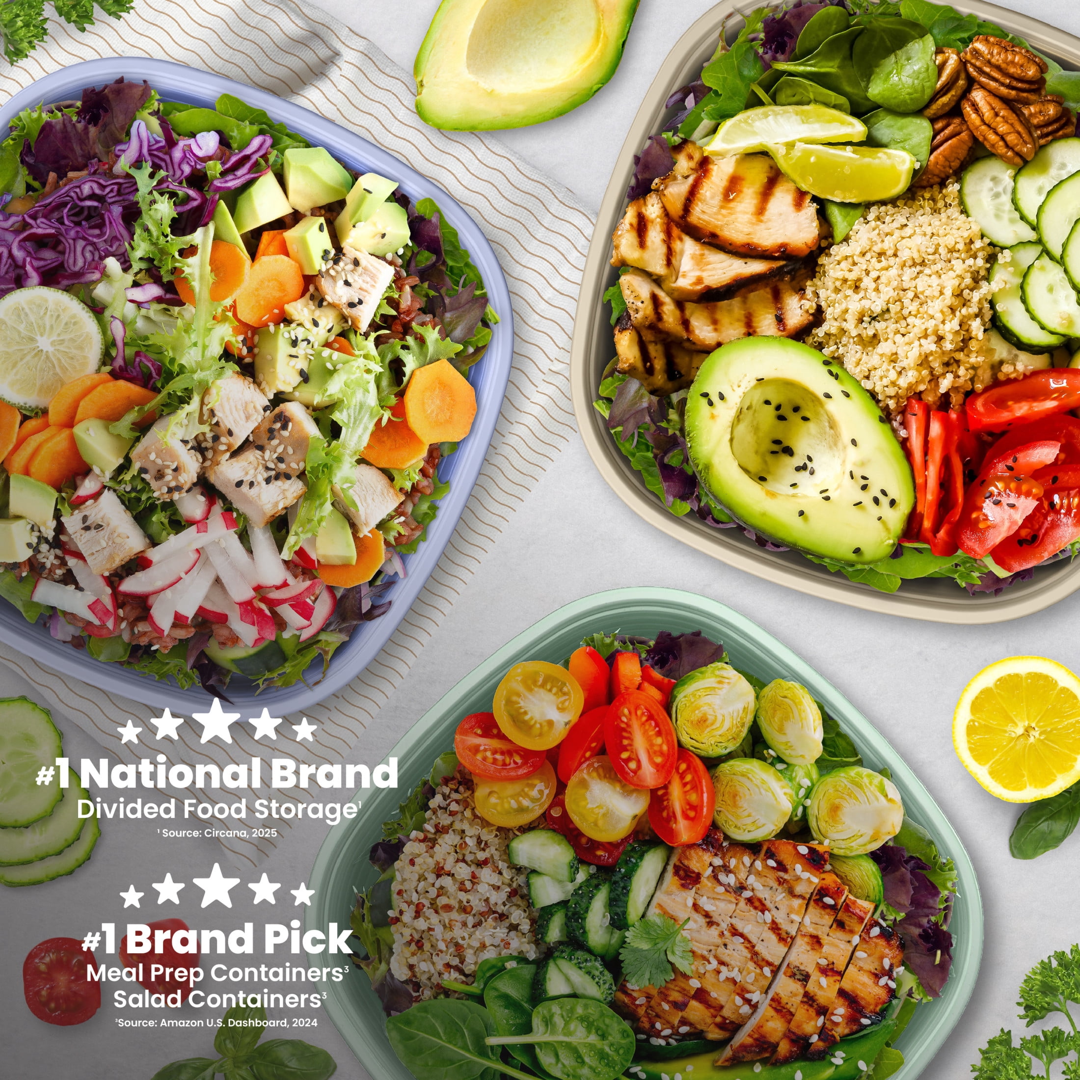 (2 pack) Bentgo Prep - 1-Compartment Bowls with Custom Fit Lids - Reusable, Microwaveable, Durable, & BPA-Free, Freezer and Dishwasher Safe Meal Prep Food Storage - 10 Bowls & 10 Lids (Champagne)
