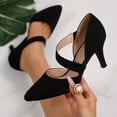 thumbnail image 5 of Pennysue Women's Black Strappy Short Heels With Pointed Toes Size 11, 5 of 7