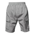 thumbnail image 6 of Fanxing Mens Cotton Linen Shorts Summer Drawstring Casual Cargo Shorts Loose Fit Athletic Short Pants with Pocket Gray,M, 6 of 8