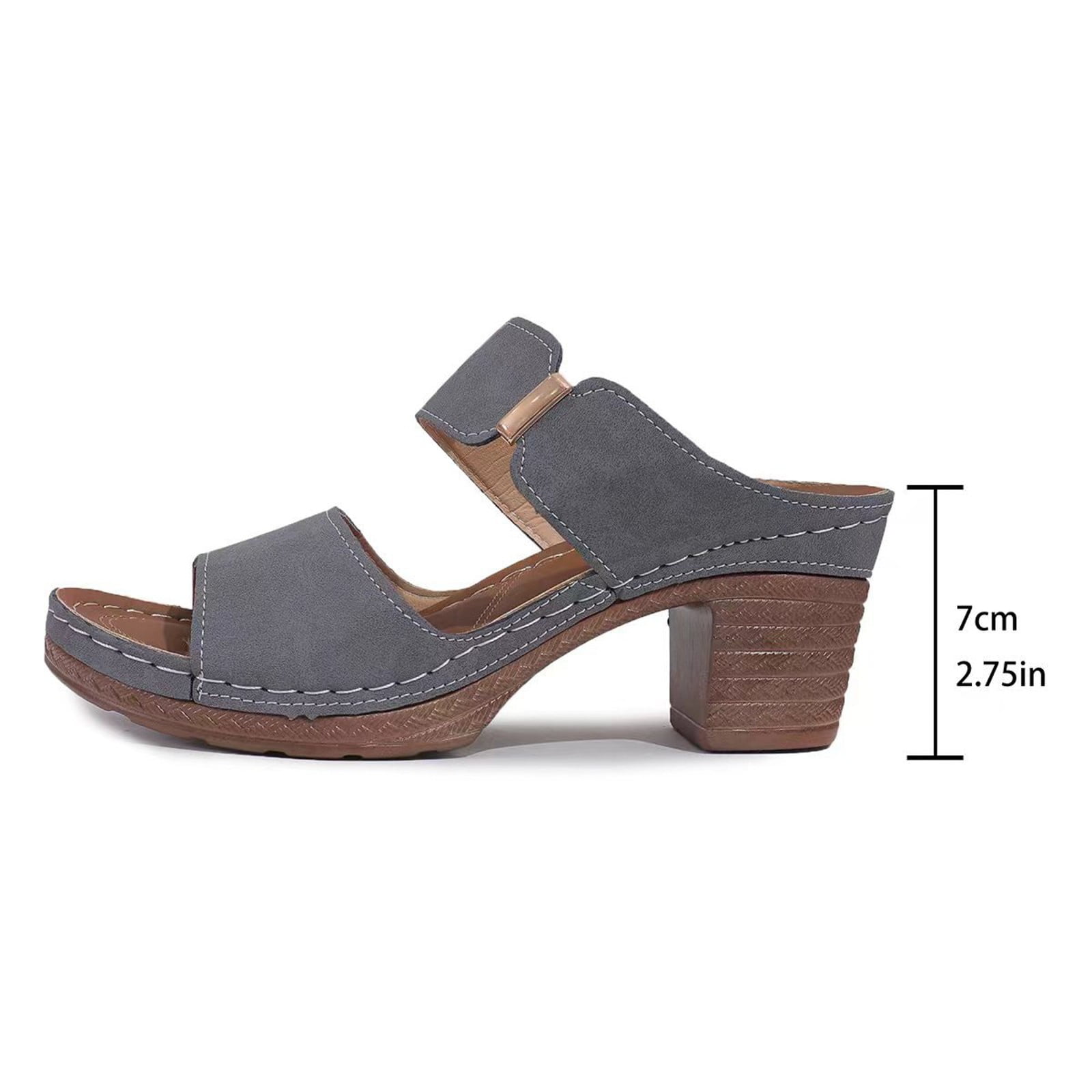 Women's Platform Wedge Sandals Dressy Summer Casual Open Toe Comfortable Mules Slides Breathable Slippers Vacation Summer Dress Shoes Gray Size 6