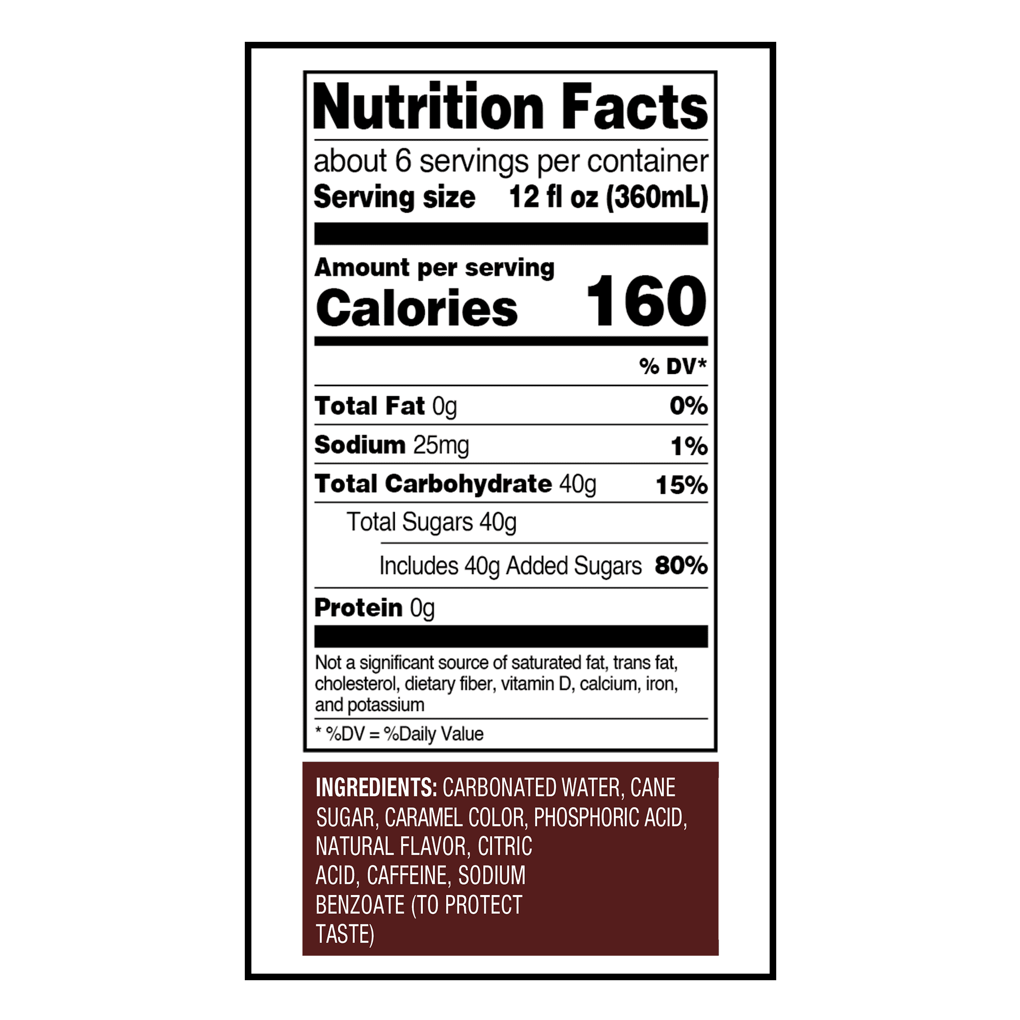 (6 pack) Great Value Cola Soda Pop, Pure Cane Sugar, 2 Liters