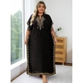 thumbnail image 6 of Edolynsa Plus Size Moroccan Kaftan Dress for Women Embroidery Caftan Tunic Maxi Beach Dresses Bathing Suit Cover up Sleepwear, 6 of 9