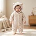 thumbnail image 2 of KJameas Baby Boys Girls Jumpsuit Fuzzy Fleece Bear Hooded Zip Up Footed, 2 of 9