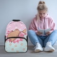thumbnail image 2 of Pzuqiu Ice Cream Capybara Backpack for Boys Girls Ages 6-12 17 Inch Kids School Backpack with Adjustable Straps Large Capacity Schoolbag for Elementary Back to School Use, 2 of 7