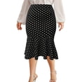 thumbnail image 2 of Women's Boho Midi Skirt Women Plus Size High Waist Polka Midi Skirt Ruffle Hem Bodycon Casual Work Skirt Black Xxxl, 2 of 6