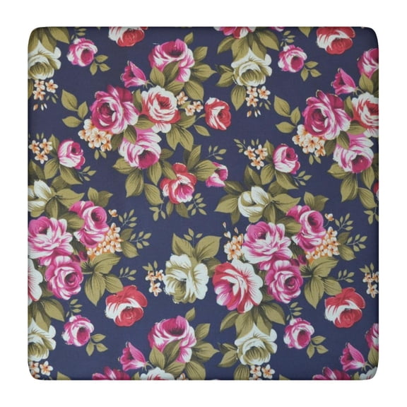 Square Tablecloth with Elastic Edges 36 * 36 Inch Pioneer Waterproof Navy Floral Print Table Cover Washable Indoor and Outdoor for Party Kitchen Dinner Banquet Patio Picnic