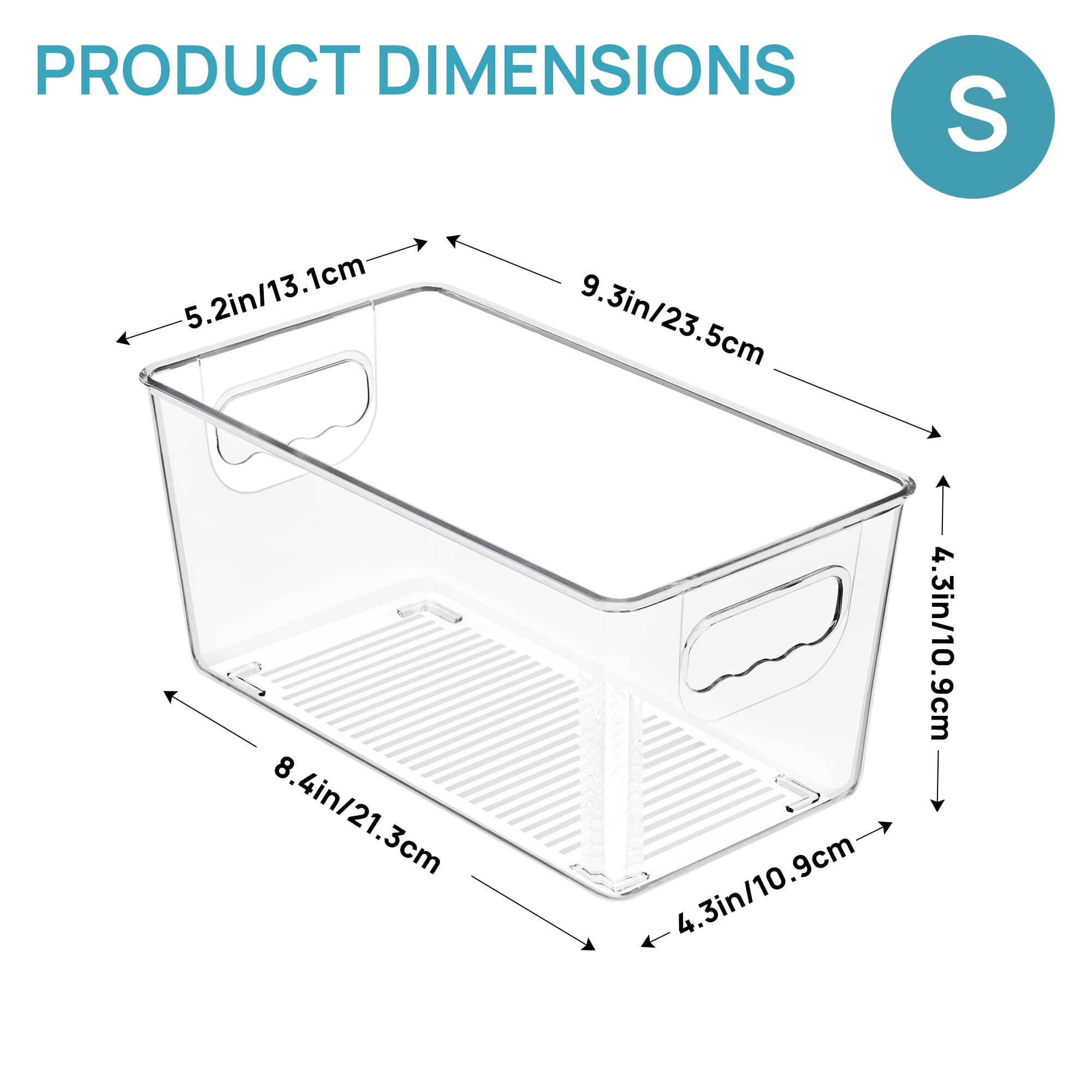 Sindcom 4 Pack Clear Plastic Storage Bins with Handles, Pantry Organizer Bins, for Refrigerator, Freezer, Cabinet, Kitchen, Countertops, SmallFreezer,Cabinet,Closet Organization and Storage