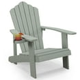 thumbnail image 1 of Gymax Chaise de Patio, Résistante aux Intempéries, à Lattes, de Style Adirondack, avec Porte-Gobelet, Gris Pâle, 1 of 8