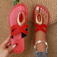 thumbnail image 4 of KEGIRLOM Women's Fashionable Casual Shoes With Metal Buckle Plus Size Spring/Summer Style Trendy And Comfortable Flat Beach Sandals. Red 7.5, 4 of 6