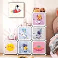thumbnail image 4 of OLAKIDS Children Wardrobe, Kid Closet Portable Baby Dresser Cute for Kids Bedroom Nursery Armoire with Doors 12 Cube 2 Hanging Sections, Kid Clothes Storage Organizer (White, 8 Cubes), 4 of 9