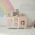 thumbnail image 2 of Teamson Kids Little Chef Hampton Play Kitchen with Ice Dispenser, Microwave, Sink, Storage & 17 Accessories – Wooden Pretend Play Kitchen Set for Kids 3+ Years, Pink, 2 of 14