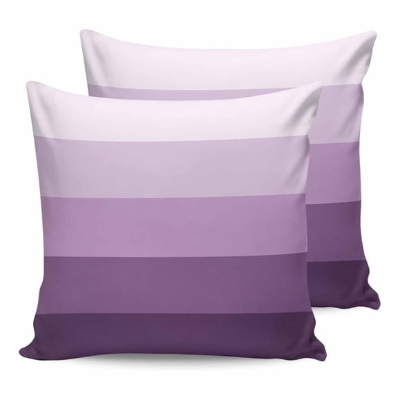 Outdoor Waterproof Throw Pillow Covers Set of 2 Ombre Purple Stripes Decorative Pillowcases Square Outdoor Pillows Cushion Case 18x18 Inch Gradient Color Patio Pillows for Couch Sofa Bed Garden