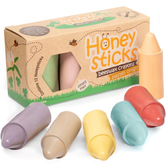 Crayons Honeysticks de cera de abejas 100% pura (paquete de 12), colores pastel