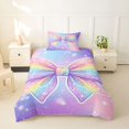 thumbnail image 2 of spefrowx Sparkly Rainbow Bow Twin Duvet Cover for Teens, Dreamy Glitter Star Print Twin Bedding, Stars Reversible, 2-Piece, 1 Duvet Cover and 1 Pillowcase, 2 of 6